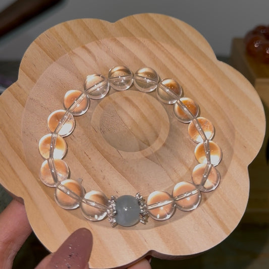 LUMINOSOUL Serenity Wave Bracelet - Clear Quartz & Aquamarine Harmony