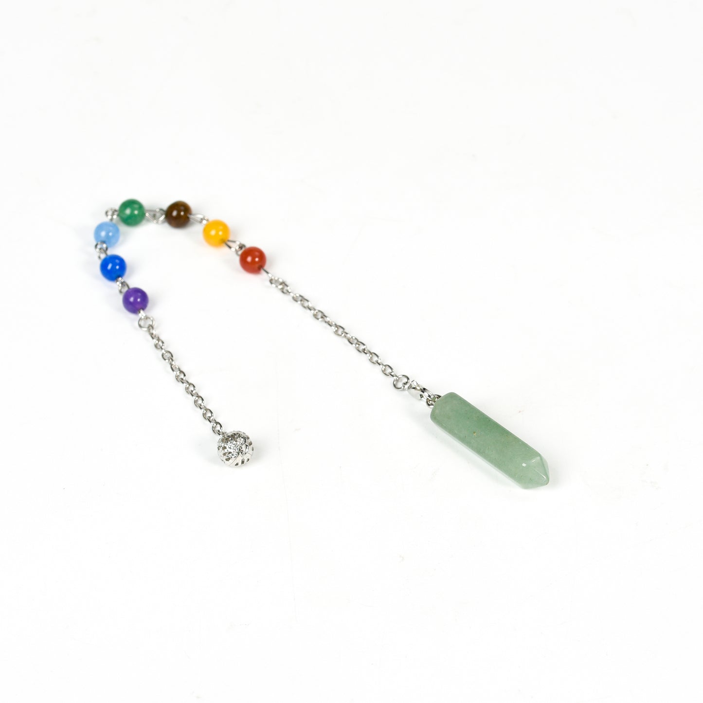 Chakra Beads Crystal Hexagonal Terminated Point Pendulum