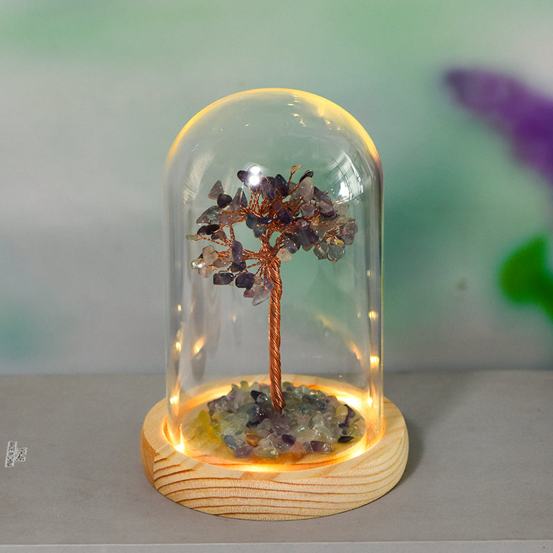 LUMINOSOUL Glass Dome Illuminated Crystal Tree