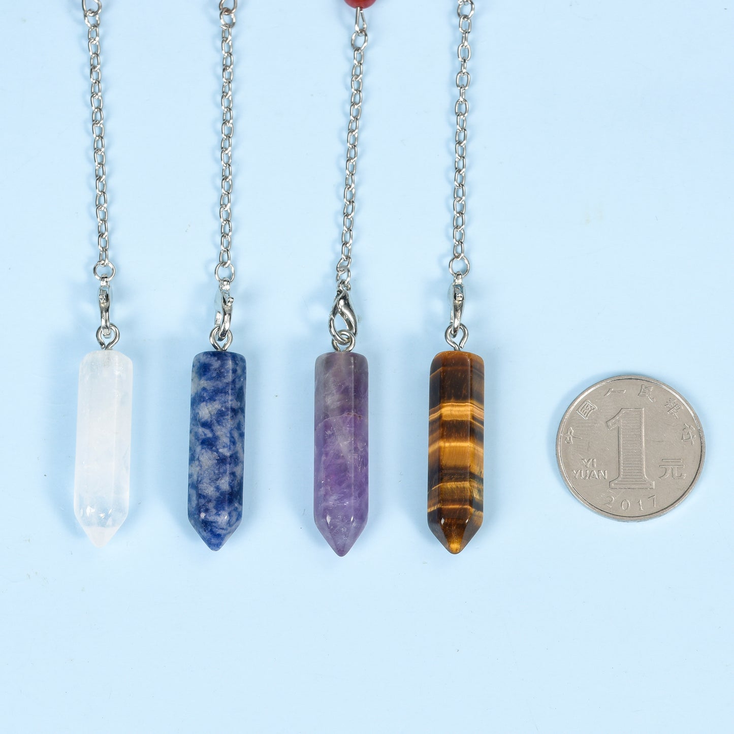 Chakra Beads Crystal Hexagonal Terminated Point Pendulum