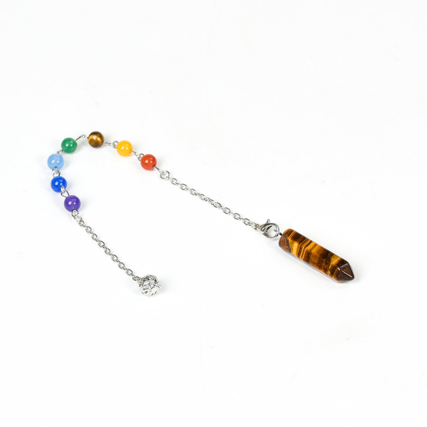 Chakra Beads Crystal Hexagonal Terminated Point Pendulum