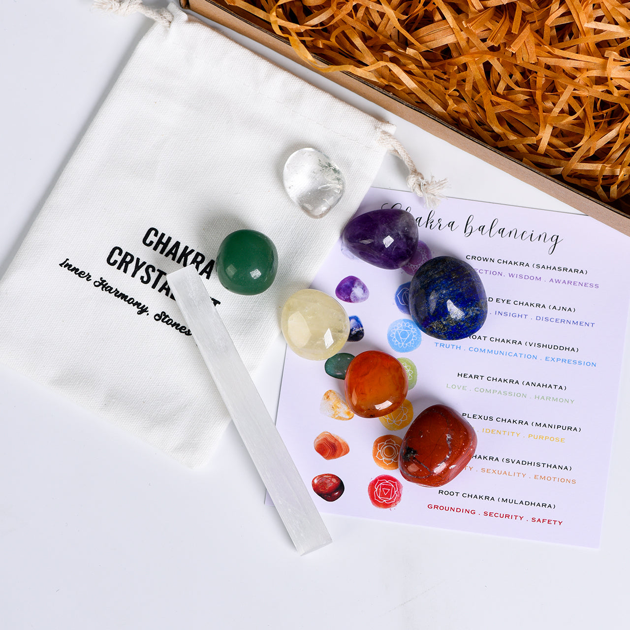 LUMINOSOUL Seven Chakra Crystal Stone Set