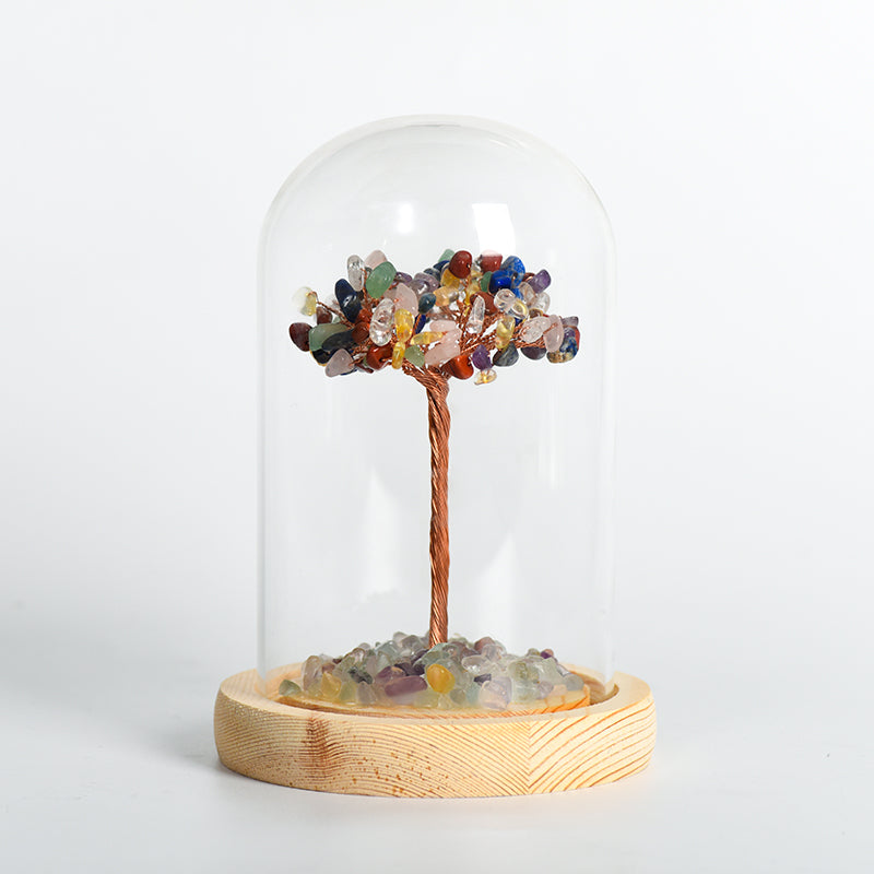 LUMINOSOUL Glass Dome Illuminated Crystal Tree