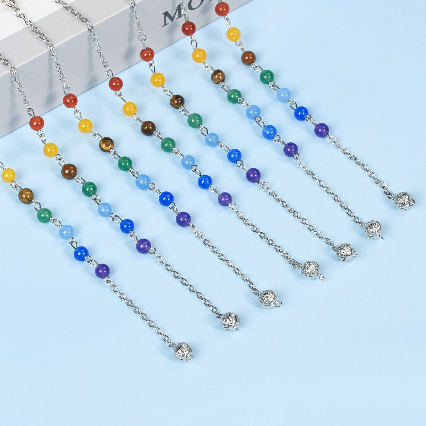 Chakra Beads Crystal Hexagonal Terminated Point Pendulum