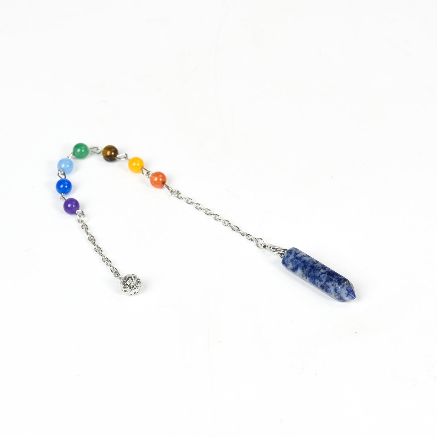 Chakra Beads Crystal Hexagonal Terminated Point Pendulum