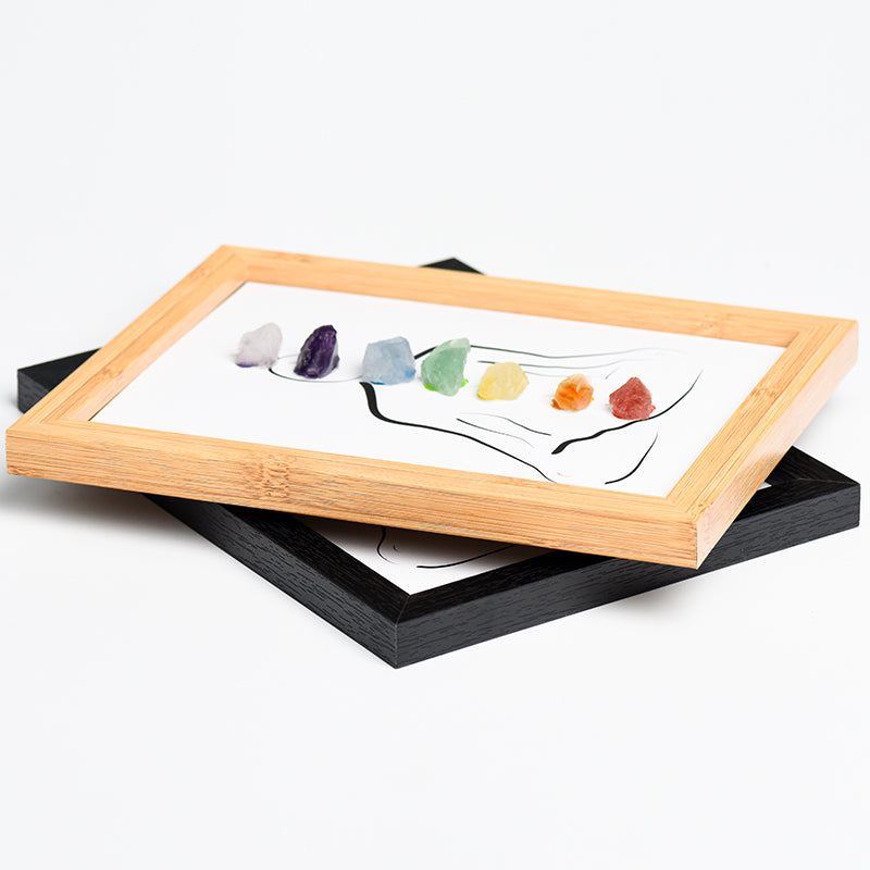 Seven Chakras Picture Frame Decoration With Crystal Rough Stones