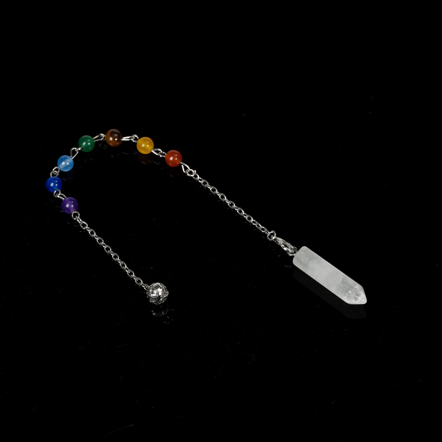 Chakra Beads Crystal Hexagonal Terminated Point Pendulum