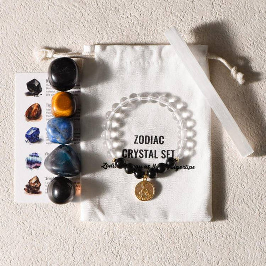 Zodiac Crystal Stone + Bracelet Set