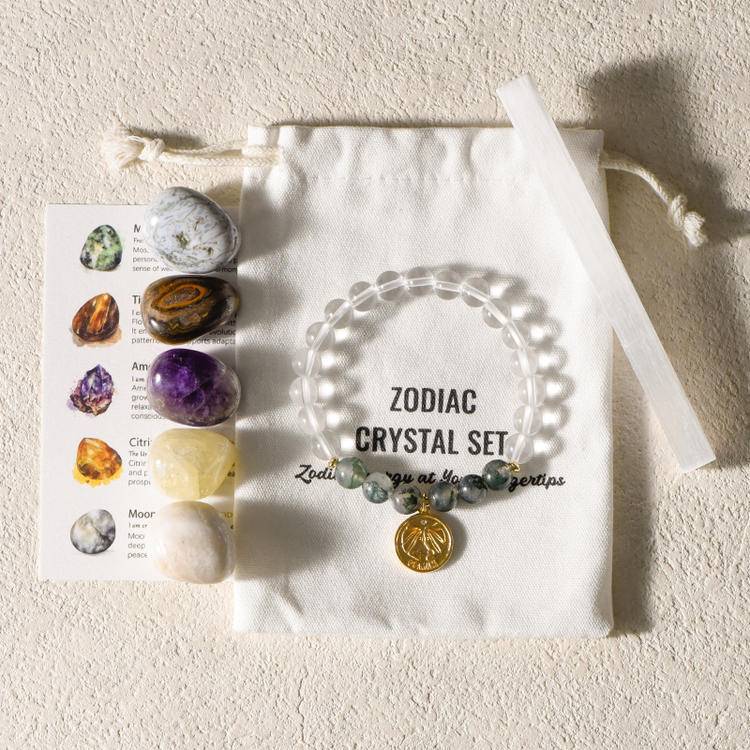 Zodiac Crystal Stone + Bracelet Set