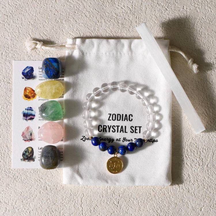 Zodiac Crystal Stone + Bracelet Set