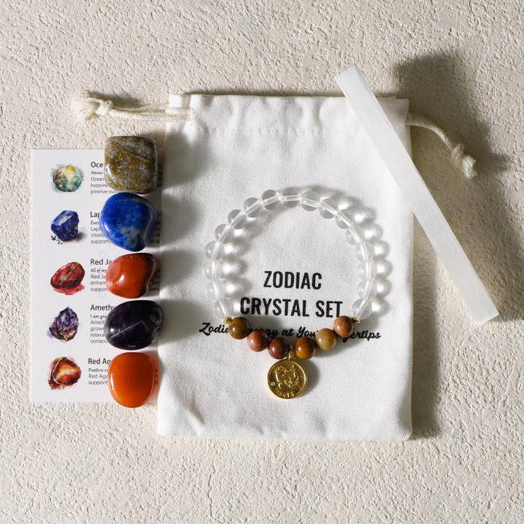 Zodiac Crystal Stone + Bracelet Set