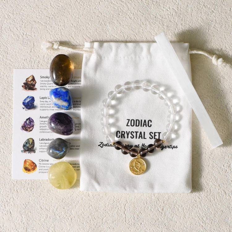 Zodiac Crystal Stone + Bracelet Set