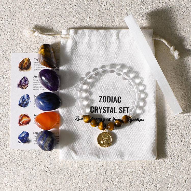 Zodiac Crystal Stone + Bracelet Set