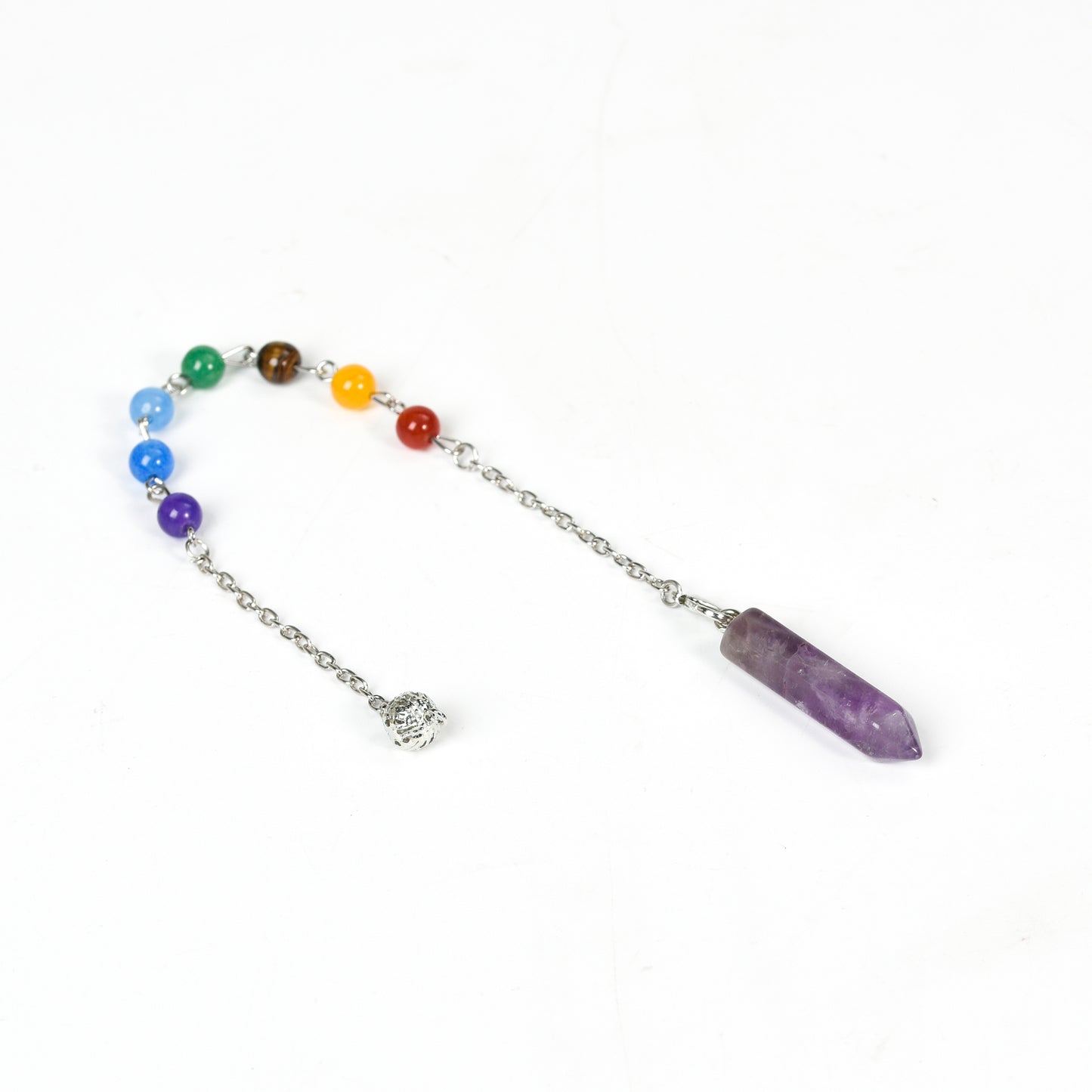 Chakra Beads Crystal Hexagonal Terminated Point Pendulum