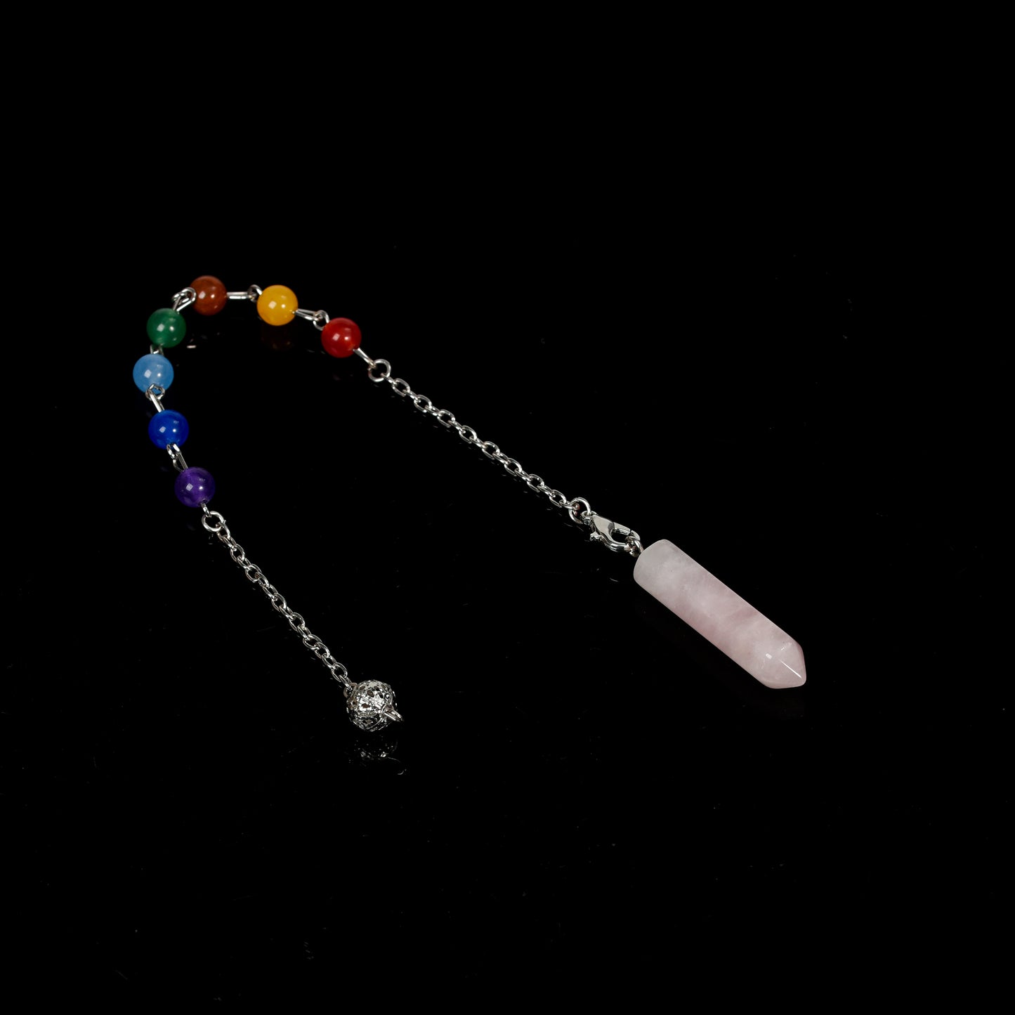 Chakra Beads Crystal Hexagonal Terminated Point Pendulum